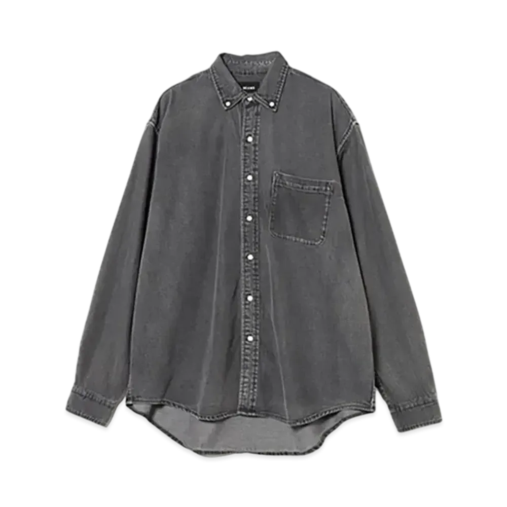 BEAMS Denim Button-Down Shirt "Black"