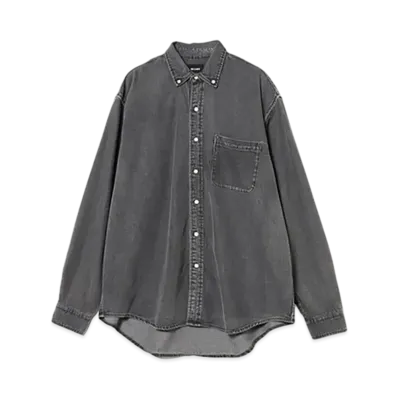 BEAMS Denim Button-Down Shirt "Black"