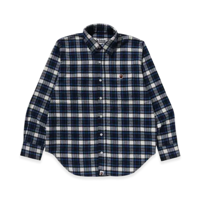 A BATHING APE One Point Check Shirt Bapec "Blue"
