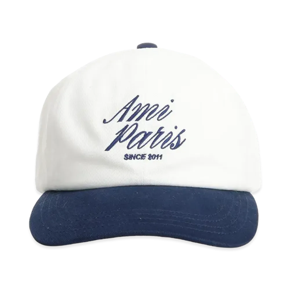 AMI PARIS Bicolor Cap Cotton Gabardine "White"
