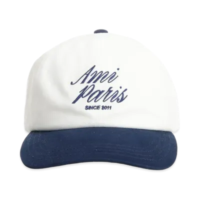 AMI PARIS Bicolor Cap Cotton Gabardine "White"
