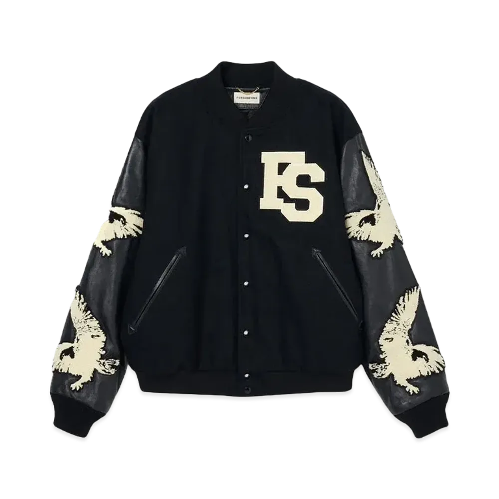 FORSOMEONE EAGLE VARSITY JACKET "BLACK"