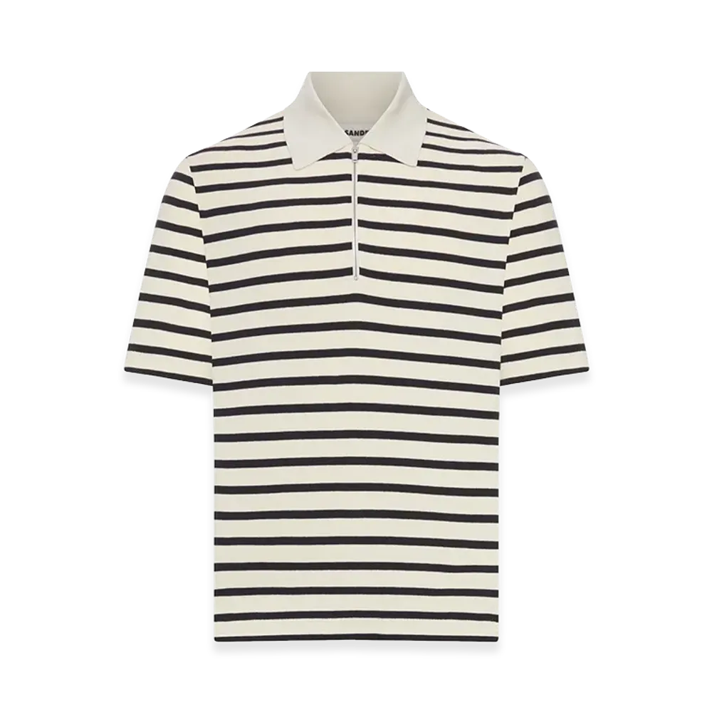 Jil Sander Short-Sleeved Polo Shirt Made Of Cotton Jersey "White/Black"