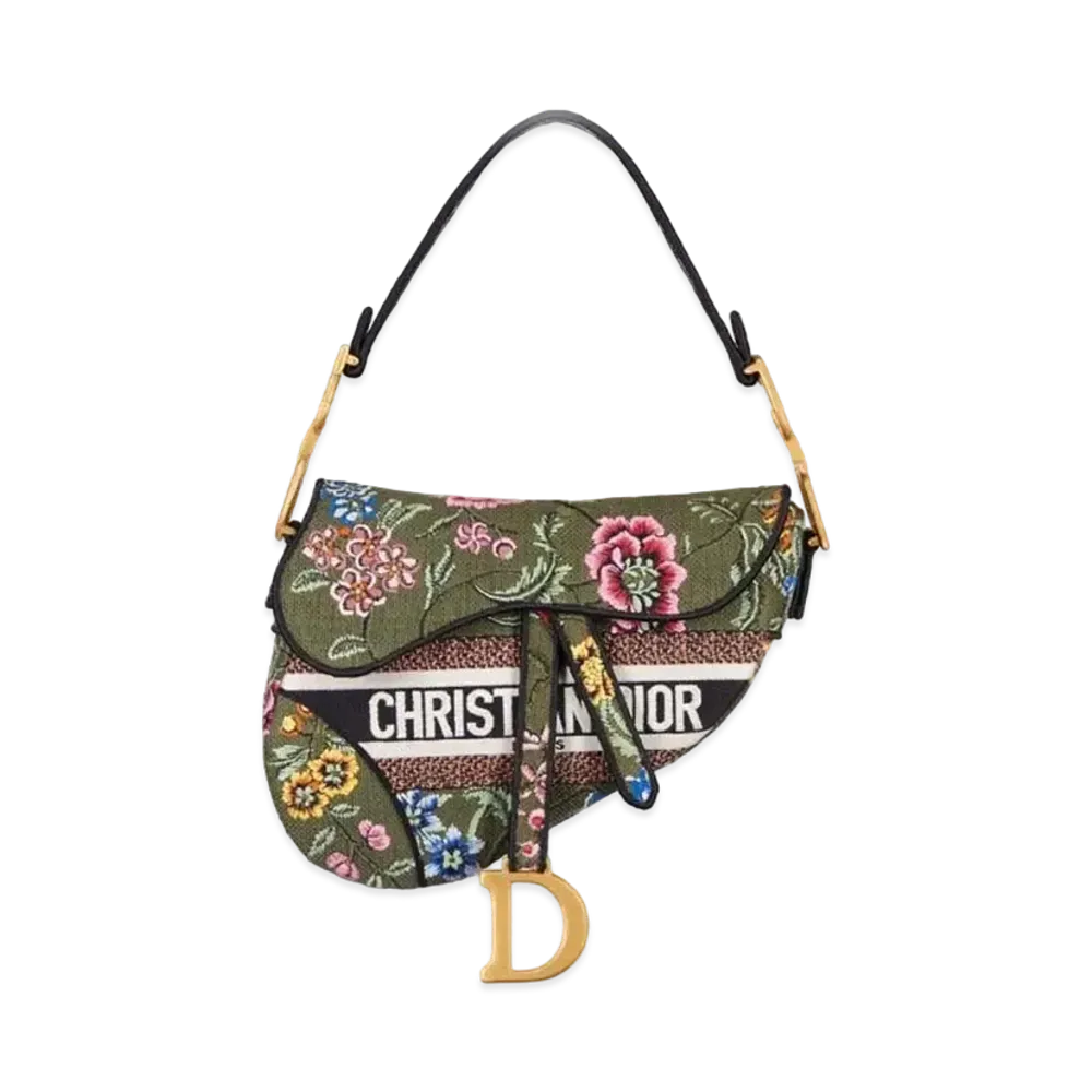 Dior Saddle Bag Dior Petites Fleurs Embroidery "Multicolor"