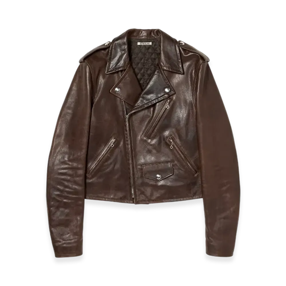 AURALEE Heavy Lamb Leather Riders Jacket "Dark Brown"