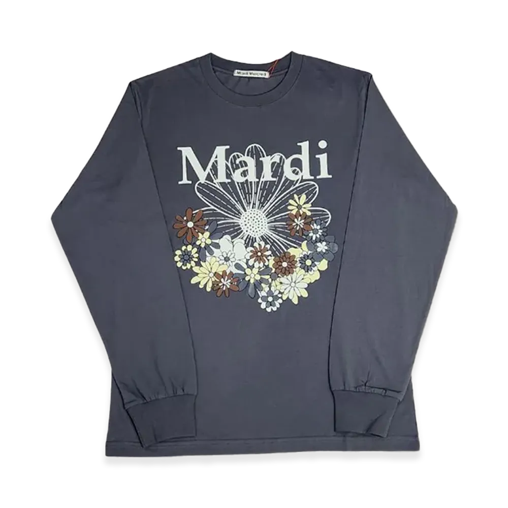 Mardi Mercredi T-Shirt Long Sleeve Flowermardi Jardin "Charcoal Ivory"