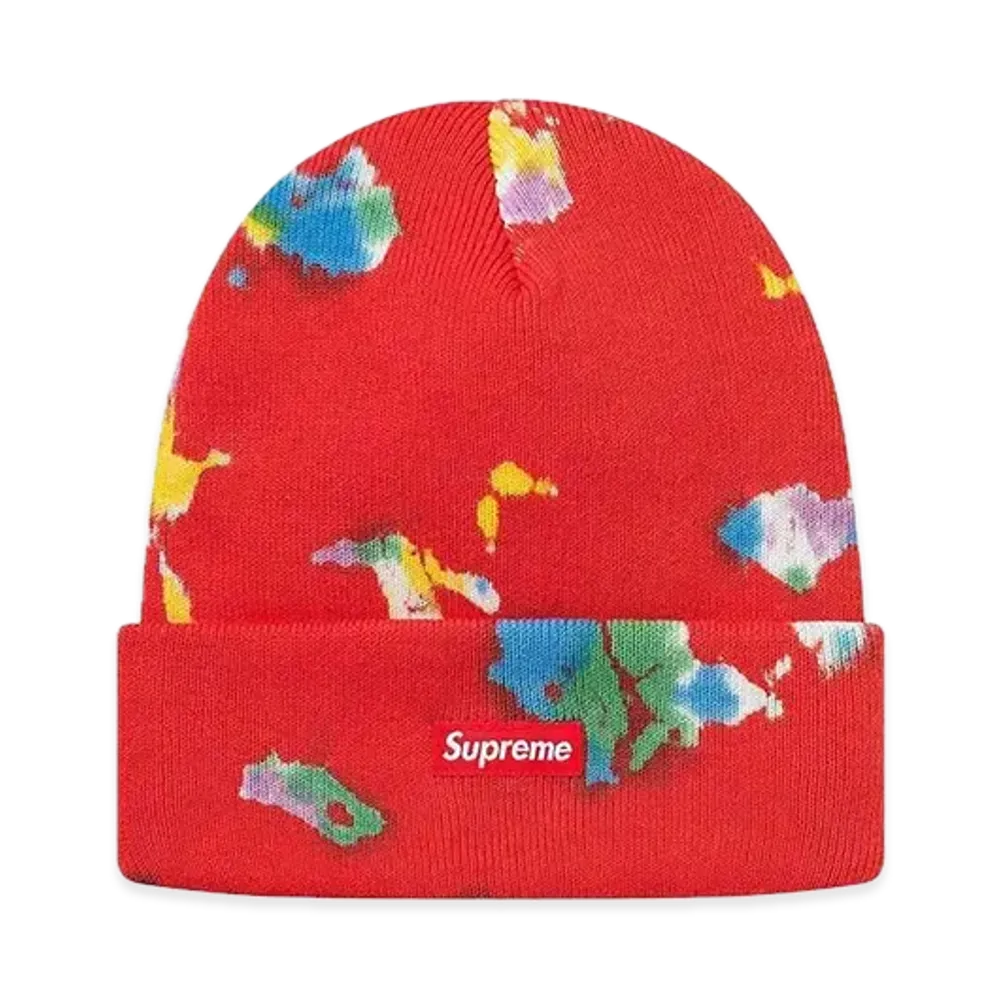 Supreme Splatter Dyed Beanie "Red"