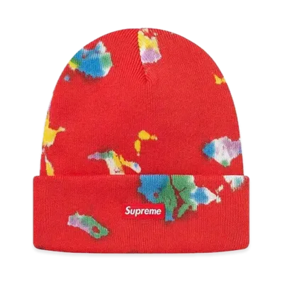 Supreme Splatter Dyed Beanie "Red"