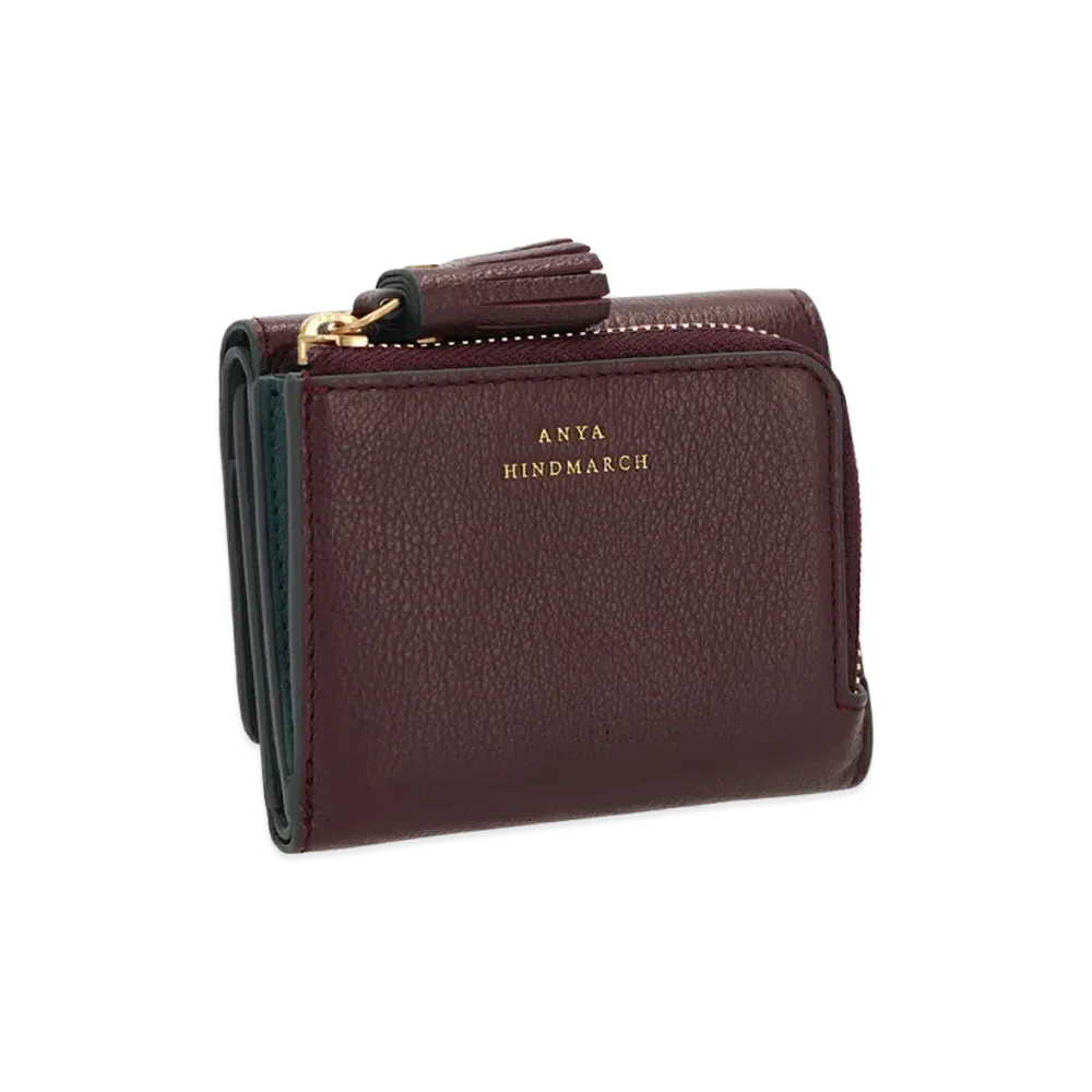 Anya Hindmarch Mini Trifold Zip Peeping Eyes "Burbundy"