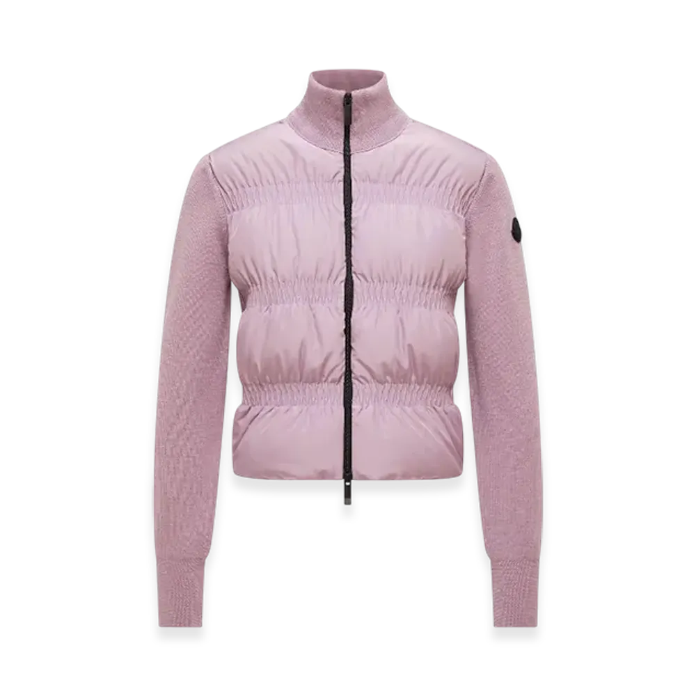 MONCLER Padded Wool Zip-Up Cardigan "Pink"