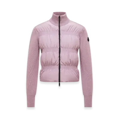 MONCLER Padded Wool Zip-Up Cardigan "Pink"