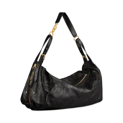 Dior Large D-Journey Bag in Crinkled Calfskin Flat Macrocannage "Black"