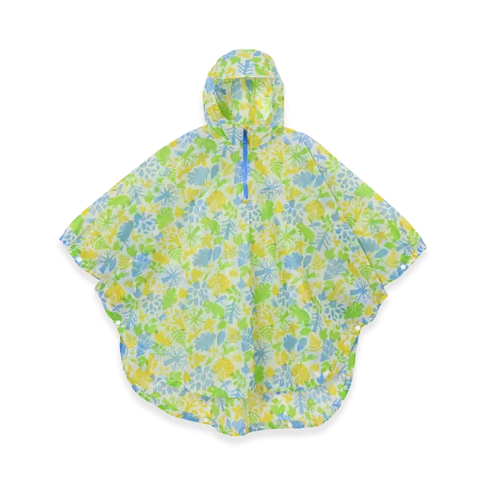mont-bell Kid's Print Trekking Rain Poncho 115-145 "Green"