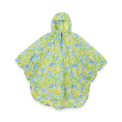 mont-bell Kid's Print Trekking Rain Poncho 115-145 "Green"