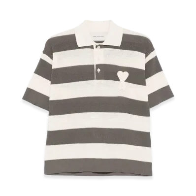 AMI PARIS Women's Polo Shirt "White/Gray"