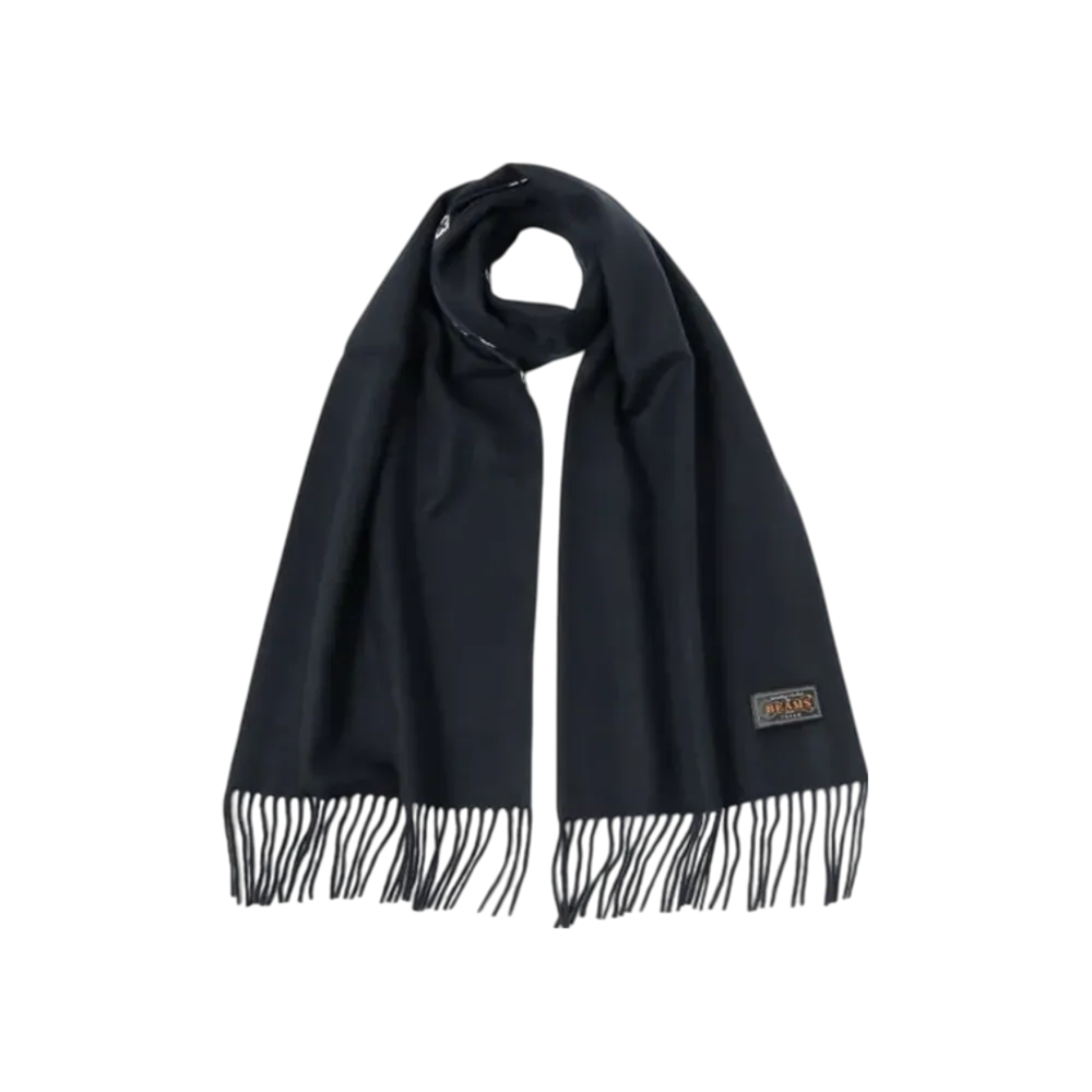 BEAMS Silk Cashmere Reversible Stole Geometric "Navy"