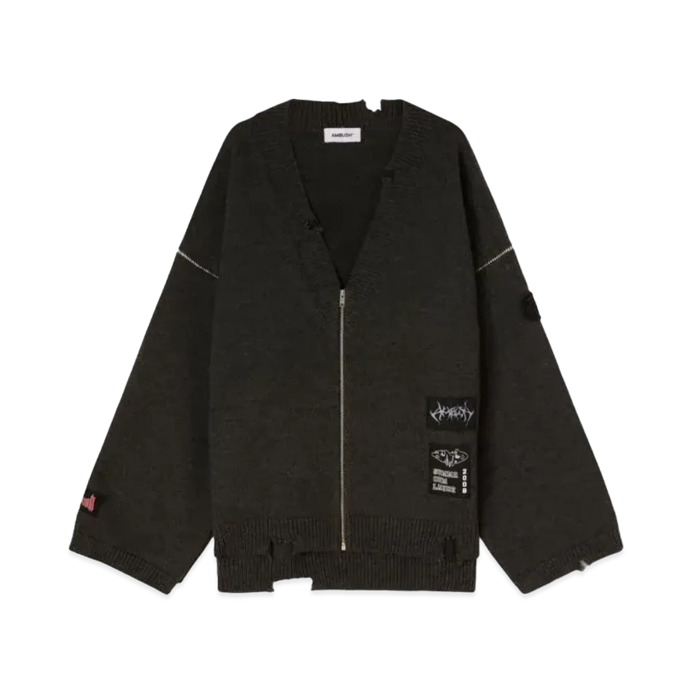 AMBUSH Felted Knit Zip Cardigan "Medium Grey"