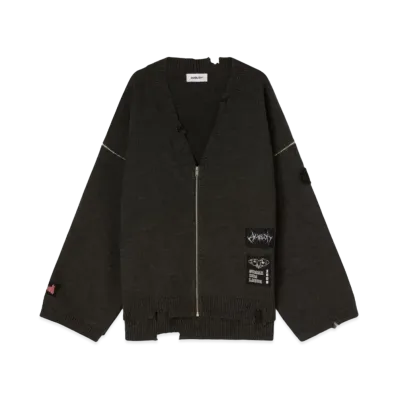 AMBUSH Felted Knit Zip Cardigan "Medium Grey"