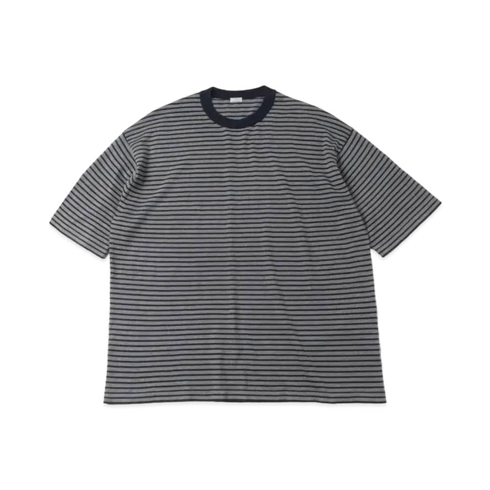 A.PRESSE High Gauge S/S Striped T-Shirt "Navy Ecru"