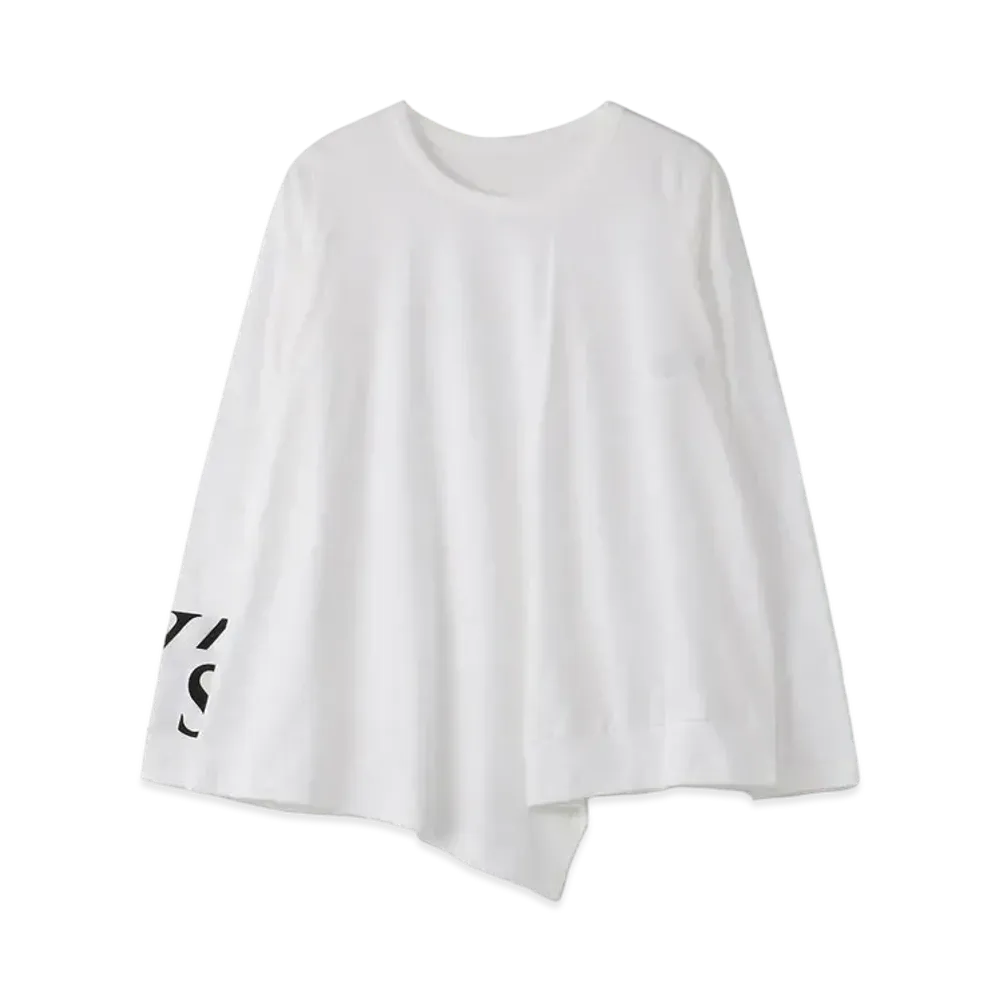Yohji Yamamoto Y's 30/- PS Y's LOGO PIGMENT PRINT R FLASH LONG SLEEVE T "White"