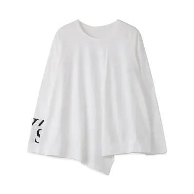 Yohji Yamamoto Y's 30/- PS Y's LOGO PIGMENT PRINT R FLASH LONG SLEEVE T "White"