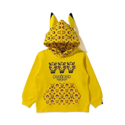 A BATHING APE / Pokemon Kids Pullover Hoodie "Yellow"