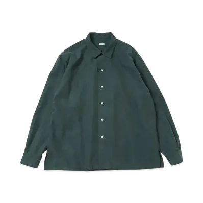 A.PRESSE Silk Cotton Open Collar L/S Shirt "Green"