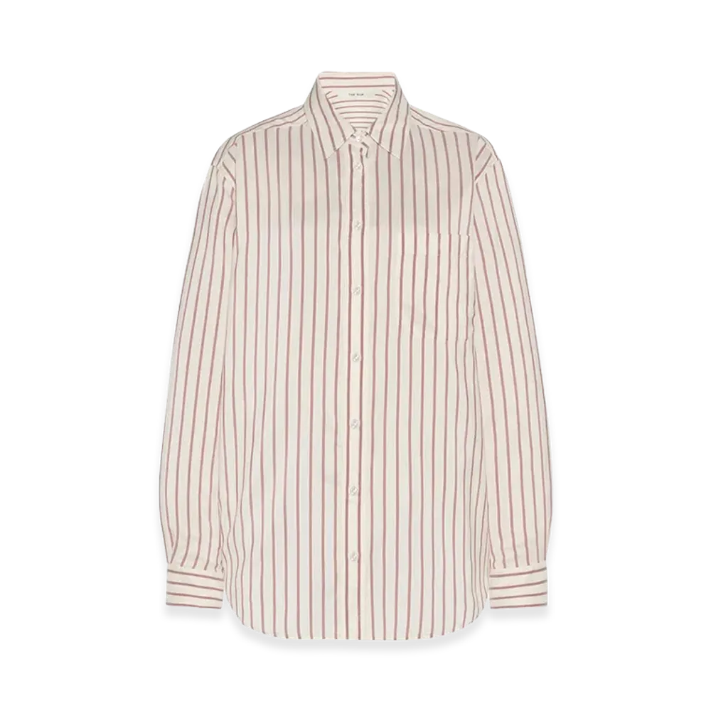 The Row Women's Gavina Silk Shirt "Ivory/Cinnamon"