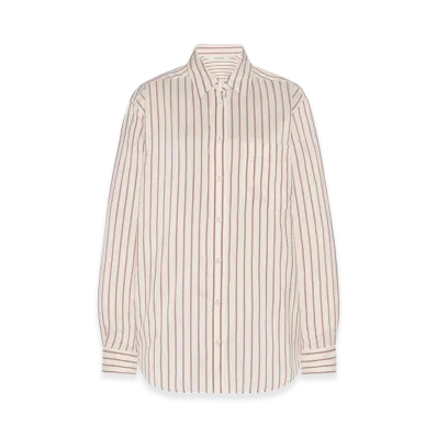 The Row Women's Gavina Silk Shirt "Ivory/Cinnamon"
