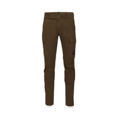 C.P. Company Cargo Trousers Made of Stretch Cotton Satin "Green"