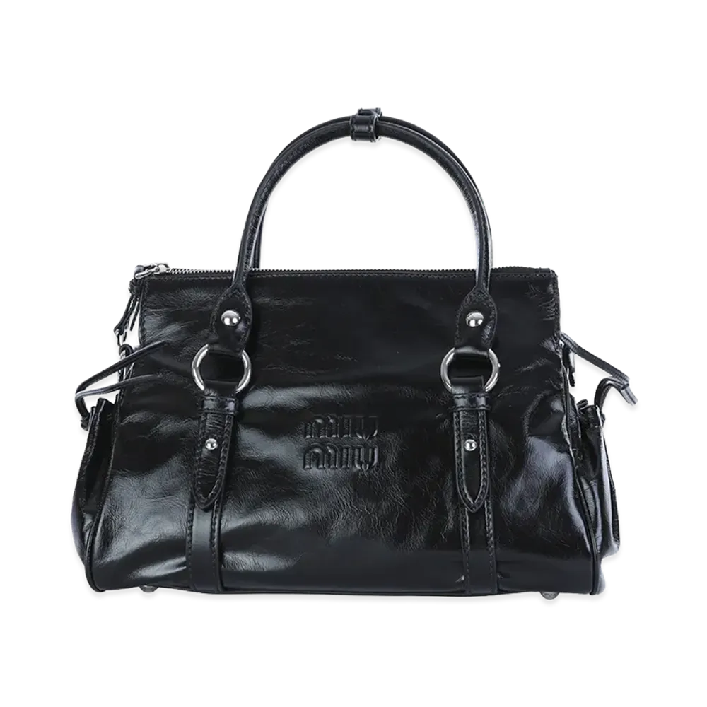 MIU MIU Women's Glossy Leather Handbag "Black"