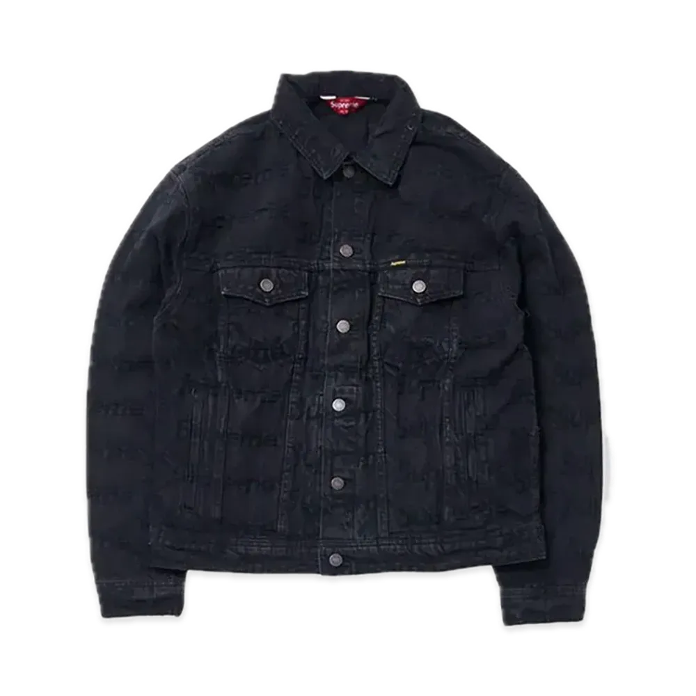 Supreme Frayed Logos Denim Trucker Jacket "Black"