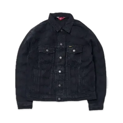 Supreme Frayed Logos Denim Trucker Jacket "Black"