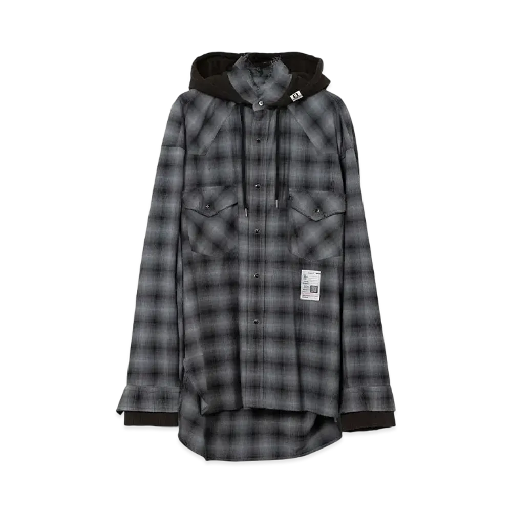 Maison MIHARA YASUHIRO Hoodie Combine Checkered Shirt "Gray"