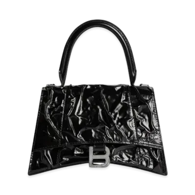 BALENCIAGA Hourglass Small Handbag Crushed Effect "Black"