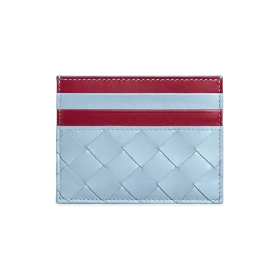 Bottega Veneta Intrecciato Credit Card Case "Ice/Dark Red"