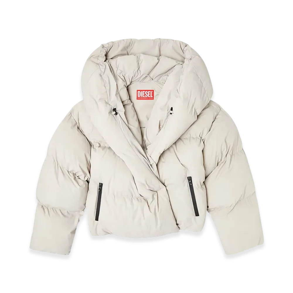Diesel W-Iley-T1 Wrap Puffer In Bi-Stretch Nylon "Beige"