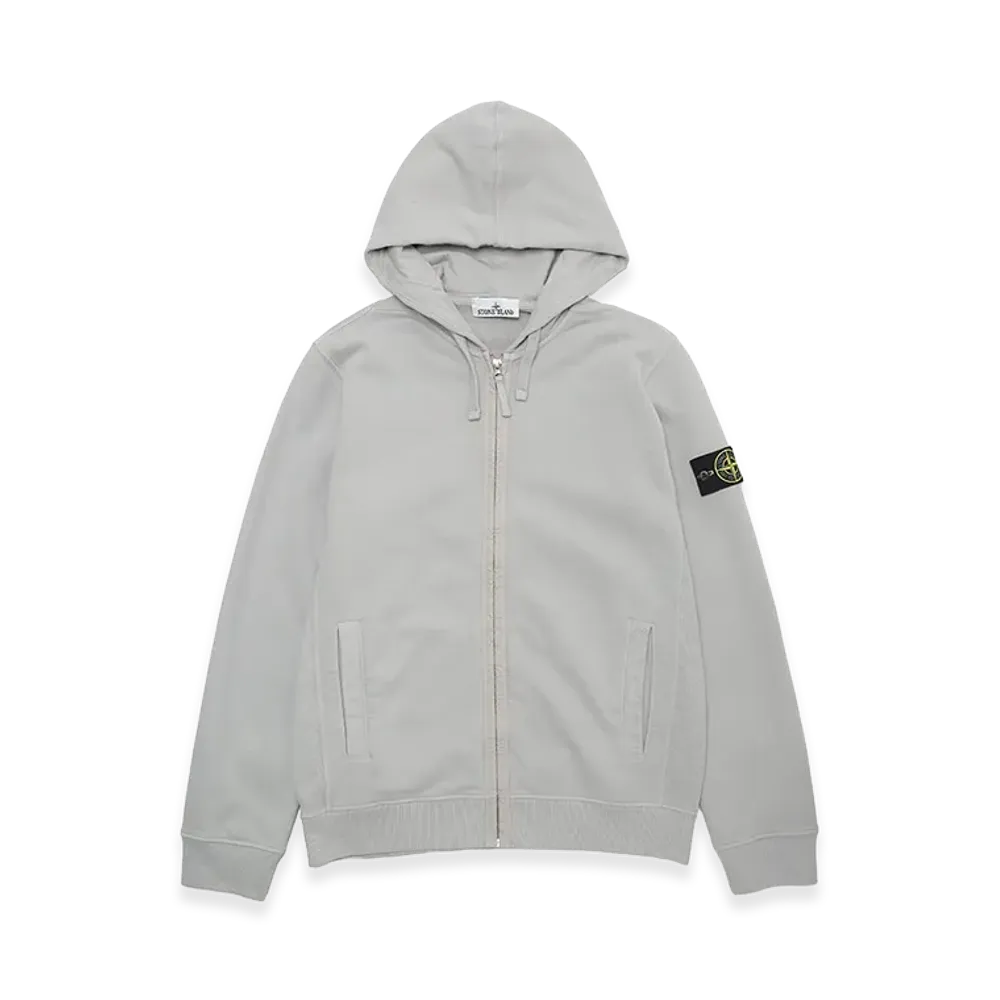 Stone Island Fleece-Lined Logo Patch Full Zip Hoodie "Gray"