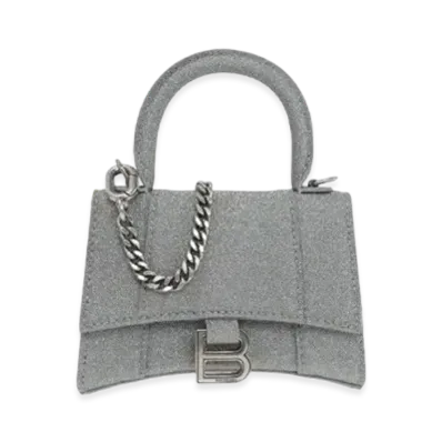 BALENCIAGA Hourglass Polyester Polyurethane Mini Bag "Silver"