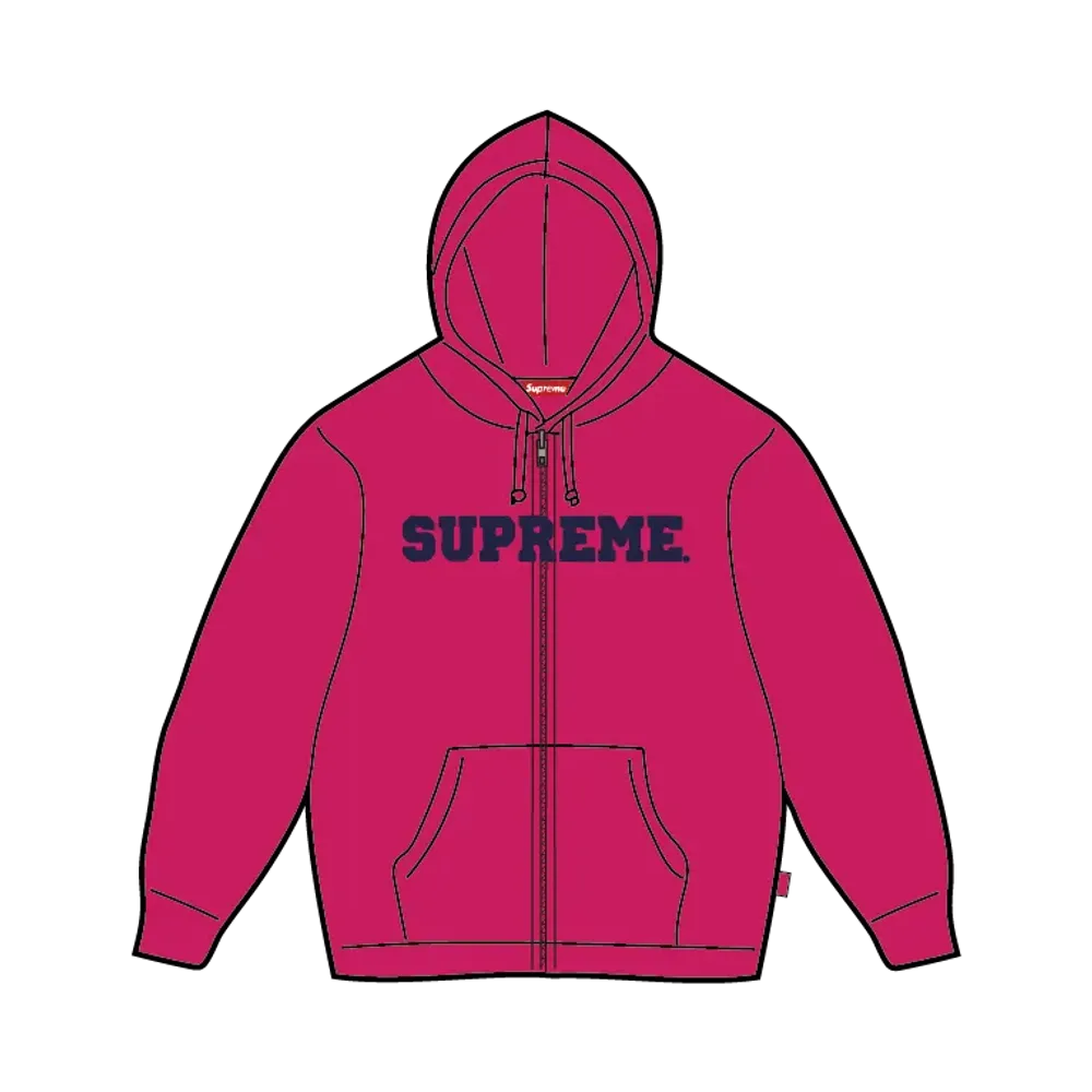 Supreme Collegiate Applique Zip Up Hooded Sweatshirt "Fuchsia"