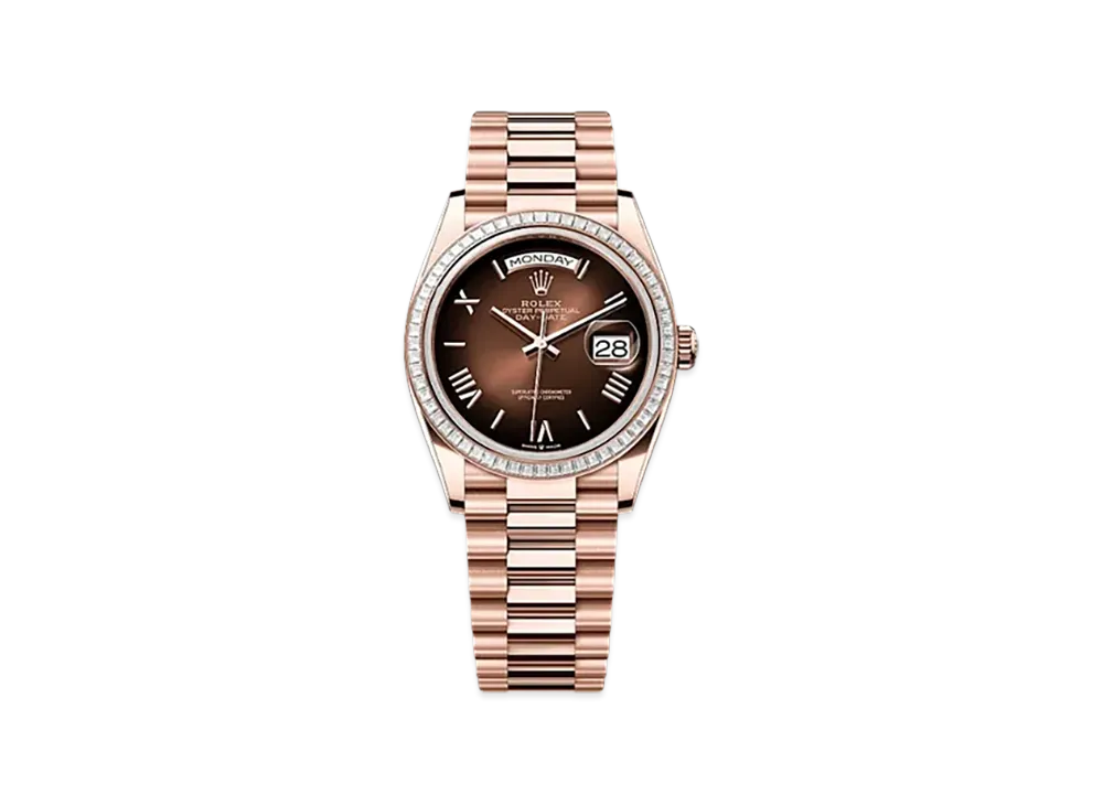 ROLEX Day-Date 36mm Everose Gold Diamond 128395TBR "Brown Ombre"