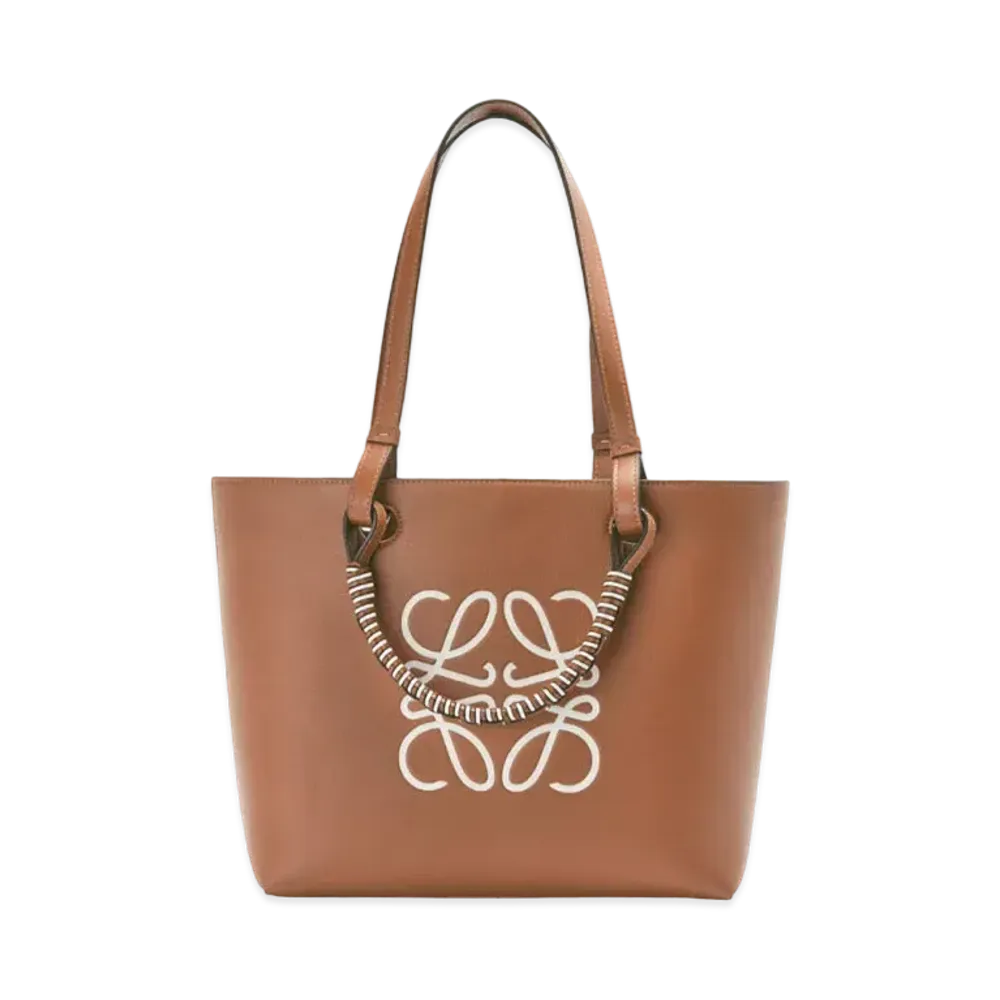 LOEWE Small Anagram Tote In Classic Calfskin "Tan / Soft White"