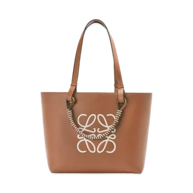 LOEWE Small Anagram Tote In Classic Calfskin "Tan / Soft White"