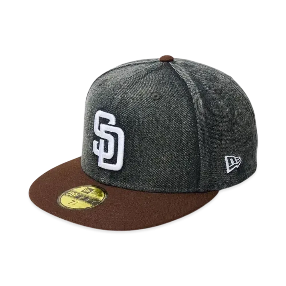 NEW ERA 59Fifty MLB Denim 2-Tone San Diego Padres "Washed Black Denim/Burnt Wood"