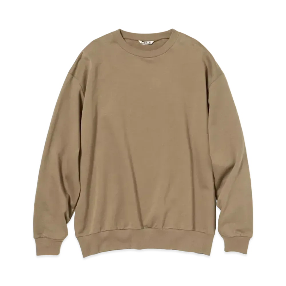 AURALEE ELASTIC HIGH GAUGE SWEAT P/O "Light Brown"