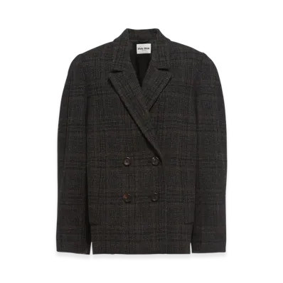 MIU MIU Women's Double Breasted Plaid Jacket "Ebony"