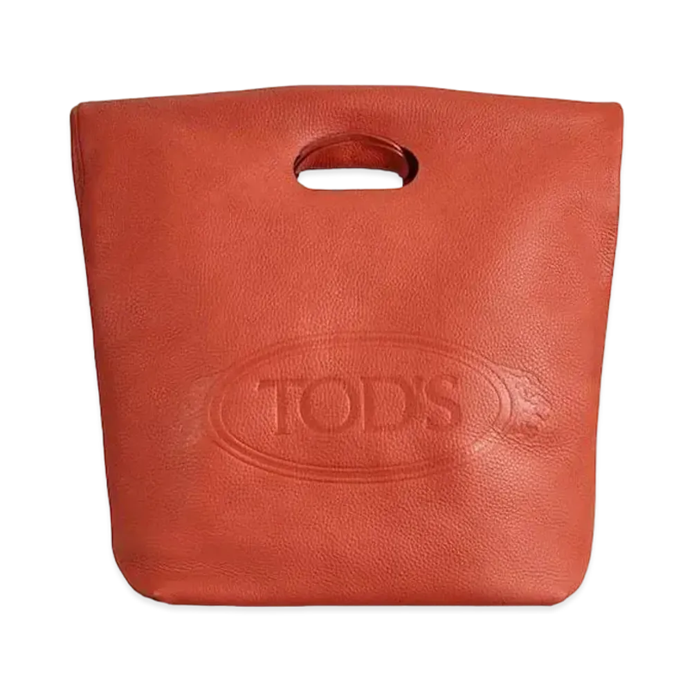 TOD'S Shopping Tote In Leather Medium "Orange"