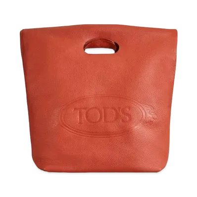 TOD'S Shopping Tote In Leather Medium "Orange"