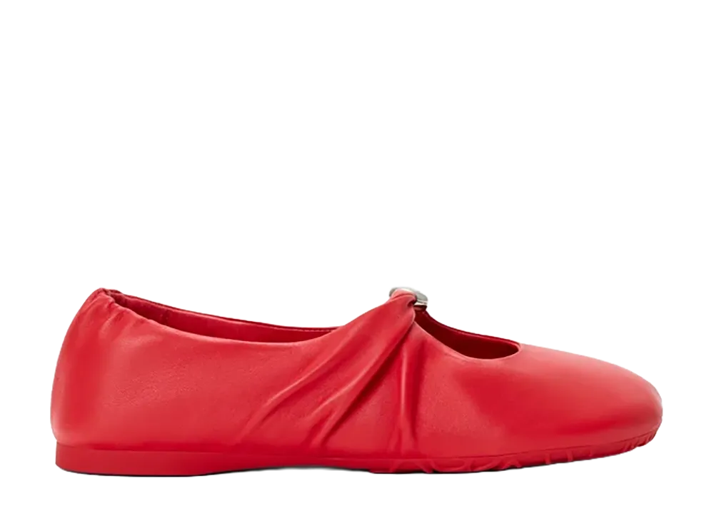 LOEWE Women's Pebble Soft Ballerina in Nappa Lambskin "Red"
