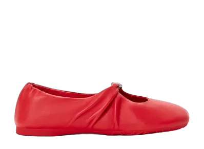 LOEWE Women's Pebble Soft Ballerina in Nappa Lambskin "Red"